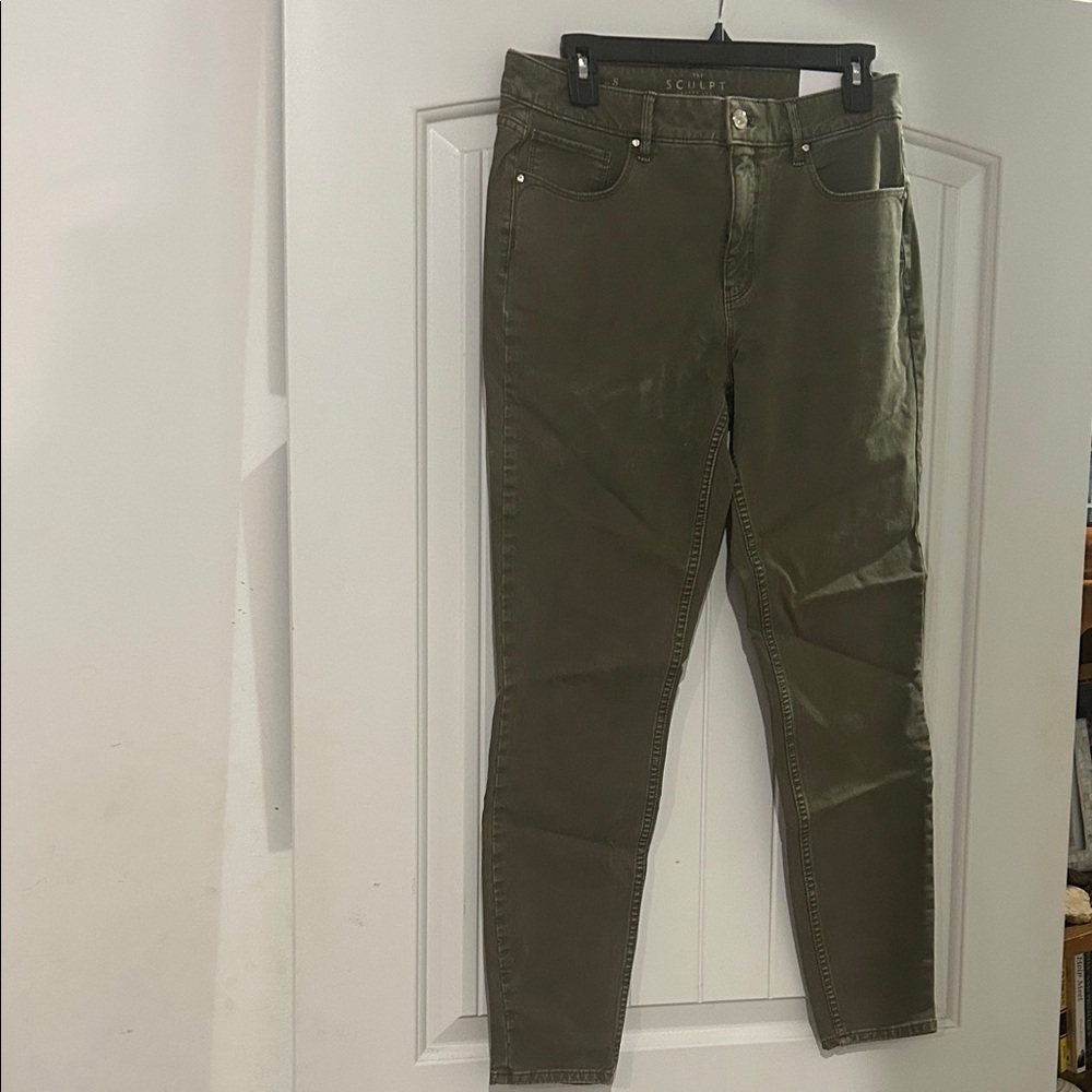 White House Black Market Olive Skinny Jeans 8